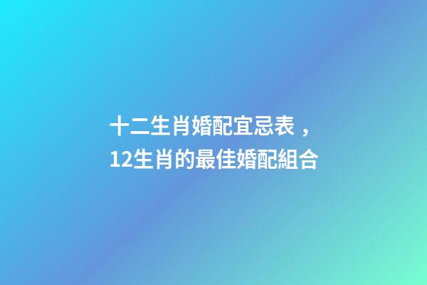 十二生肖婚配宜忌表，12生肖的最佳婚配組合-第1張-觀點-玄機派